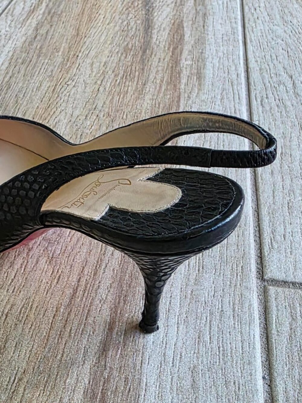 Christian Louboutin Black Lizard Print Slingback Shoes Eur. 37 - Picture 8 of 13